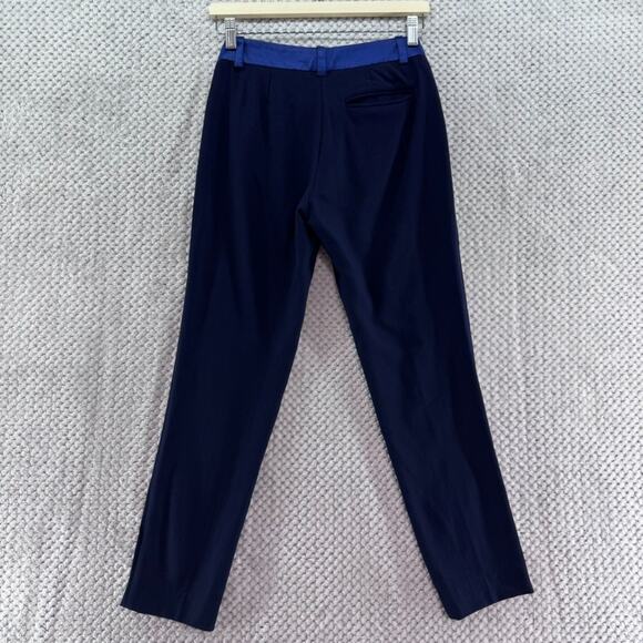 Maje Pants Womens EU34 Blue Slim Straight Mid Rise Pintuck Career Workwear - Picture 6 of 15